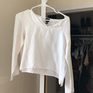 White linen boxy Eileen Fisher top